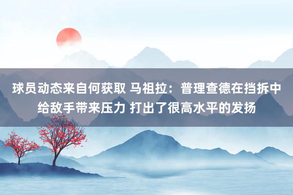 球员动态来自何获取 马祖拉：普理查德在挡拆中给敌手带来压力 打出了很高水平的发扬