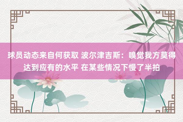 球员动态来自何获取 波尔津吉斯：嗅觉我方莫得达到应有的水平 在某些情况下慢了半拍