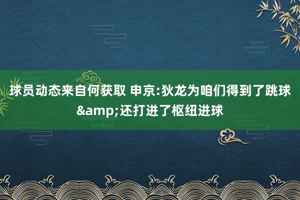 球员动态来自何获取 申京:狄龙为咱们得到了跳球&还打进了枢纽进球