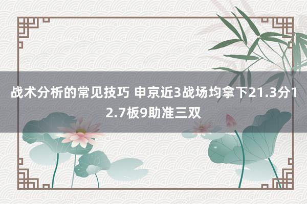 战术分析的常见技巧 申京近3战场均拿下21.3分12.7板9助准三双