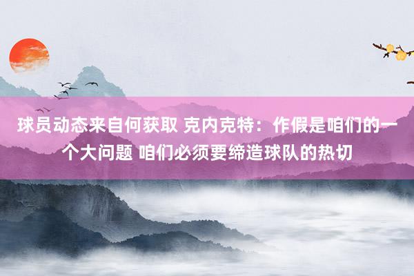 球员动态来自何获取 克内克特：作假是咱们的一个大问题 咱们必须要缔造球队的热切